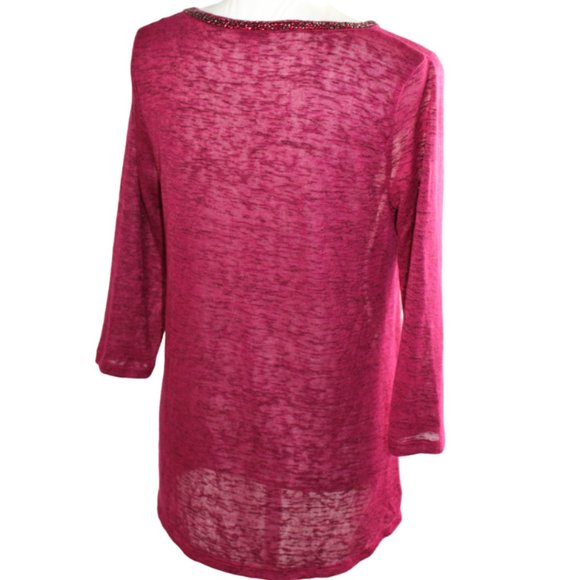 Juicy Couture Merlot Crystal Wrapped Neckline Knit Tunic, Size Medium - Picture 4 of 8